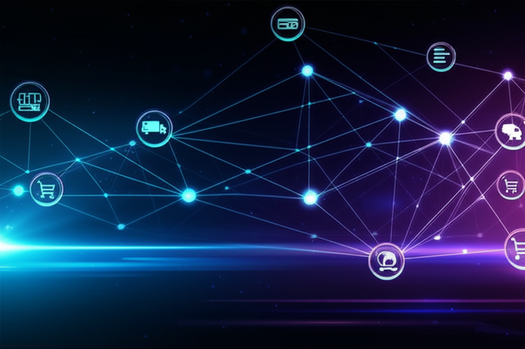 Abstract digital network representing e-commerce and technology